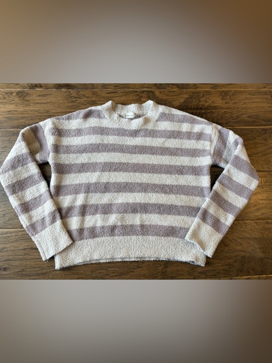 Altar'd State Tops - Altar'd State Cream and Taupe Striped Long Sleeve Pullover